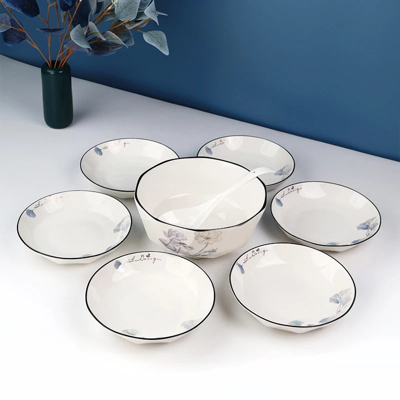 浪漫情缘&蓝莲说8件套乔迁之喜餐具套装家用聚餐碗碟轻奢碗碟