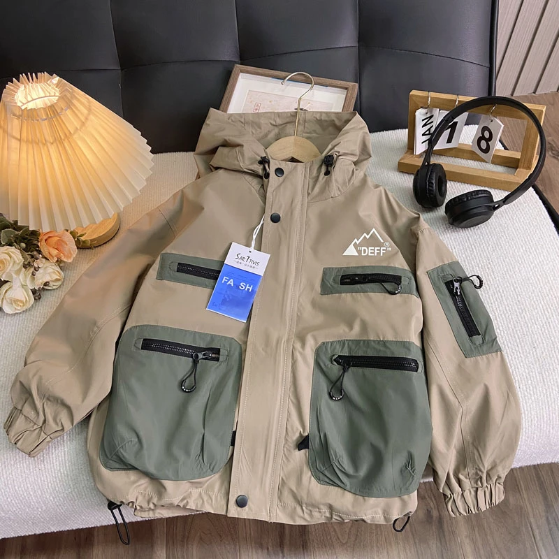 佑妈家童装 男女童中大童春秋季新款外套儿童洋气拼接防风衣