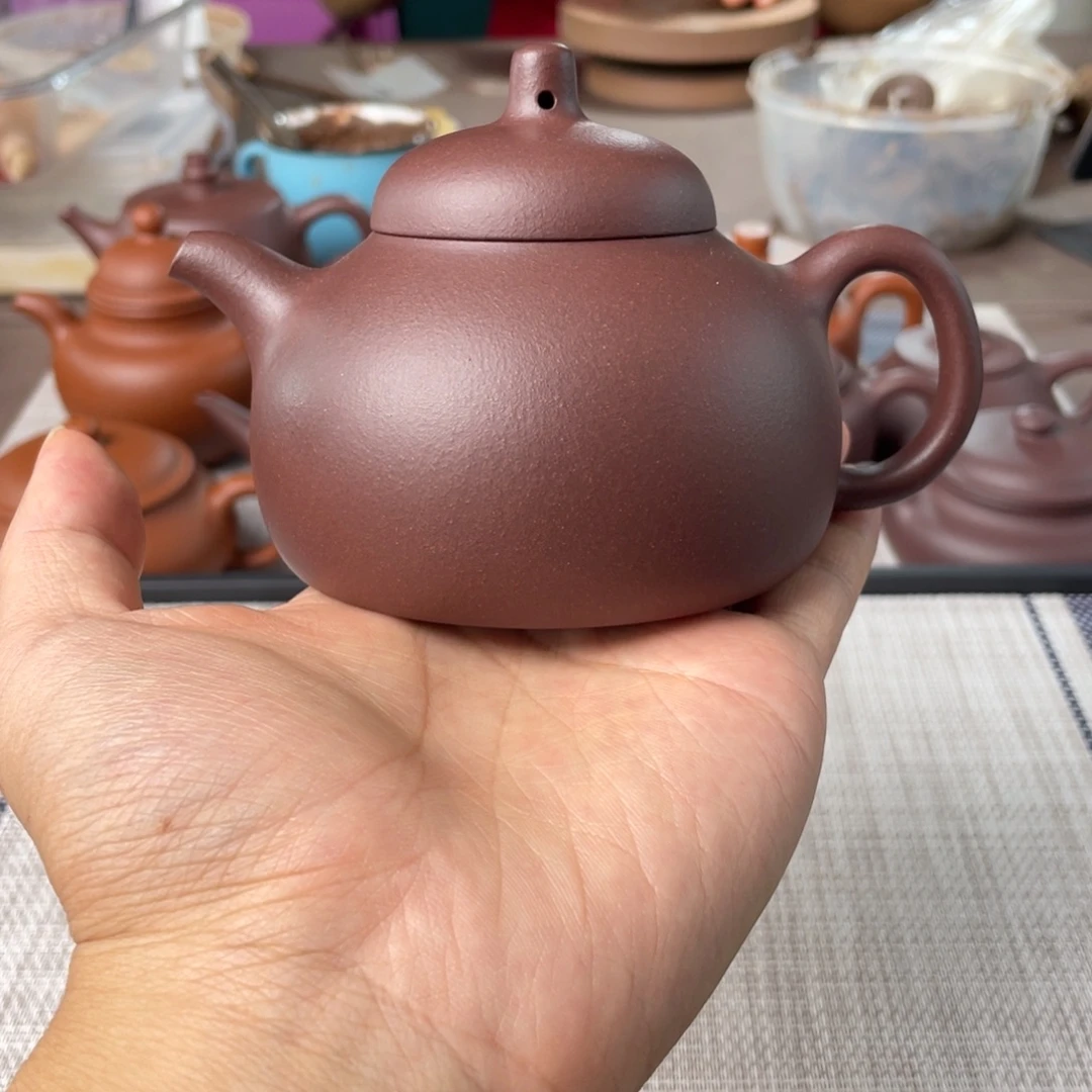 茶壶紫砂半手工老紫泥匏瓜壶220cc