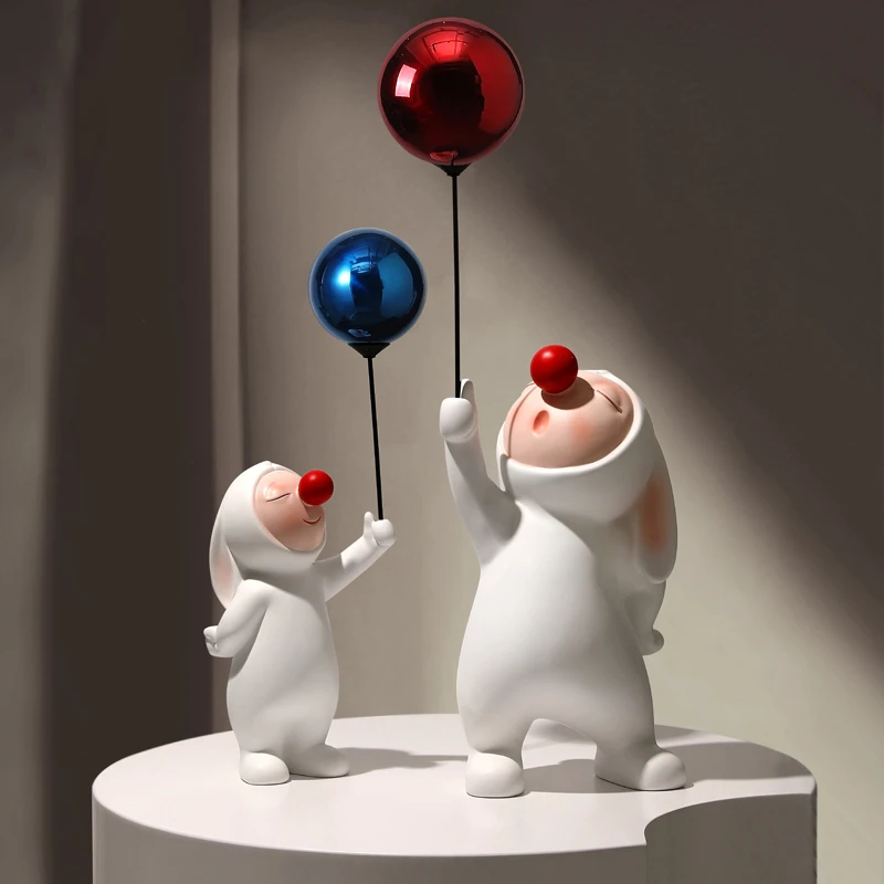 轻奢高档网红气球兔子电视柜两边桌面装饰品摆件客厅落地家居玄关