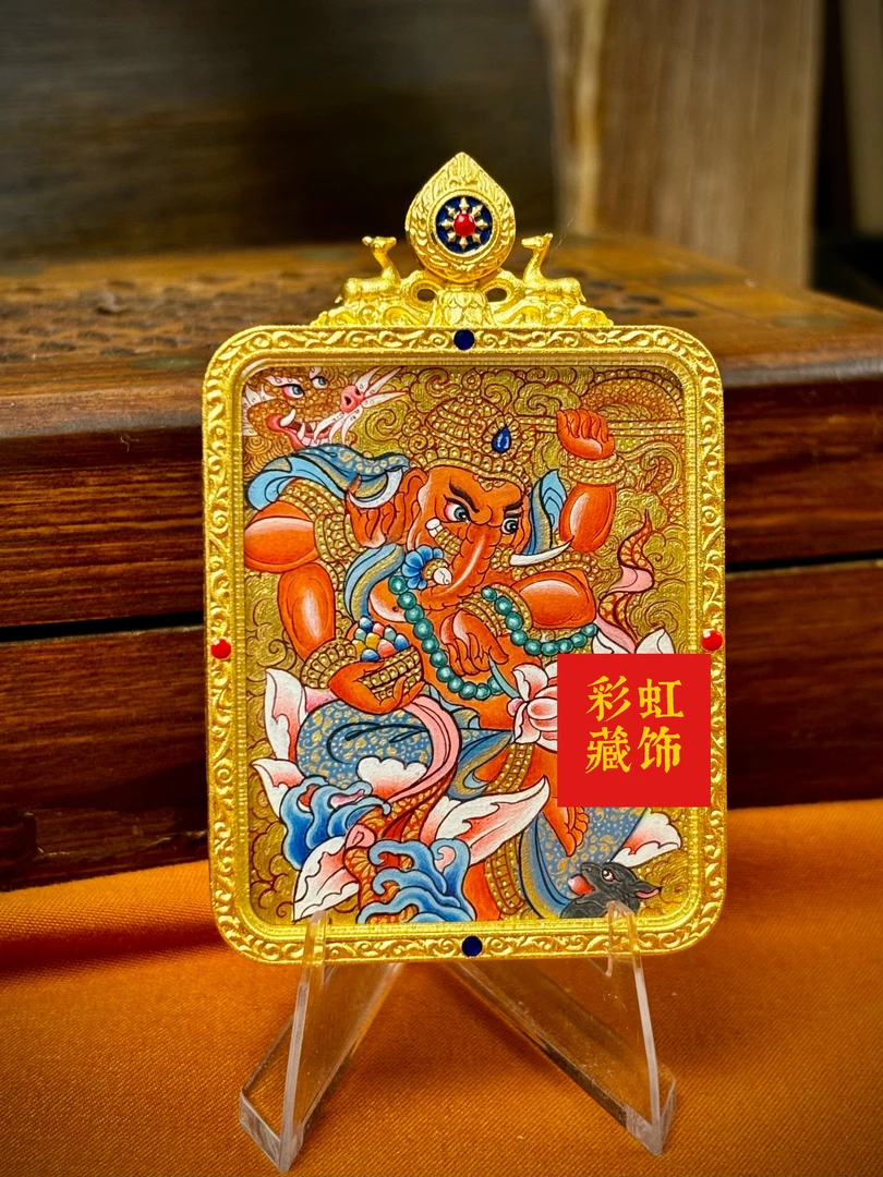 热贡矿物染料纯手绘-彩虹藏饰