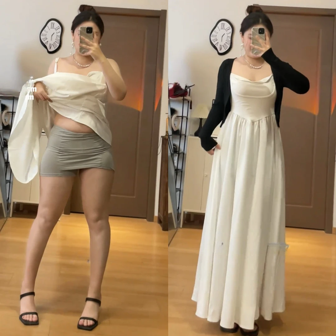 大码法式纯欲风吊带连衣裙夏季微胖mm显瘦性感连衣裙防晒开衫套装