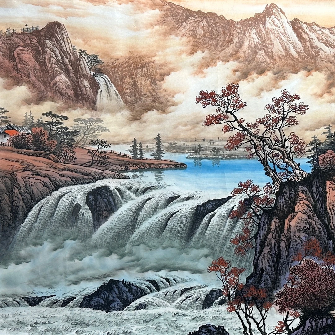 精品 横幅 八尺 富山雅居 手绘国画
