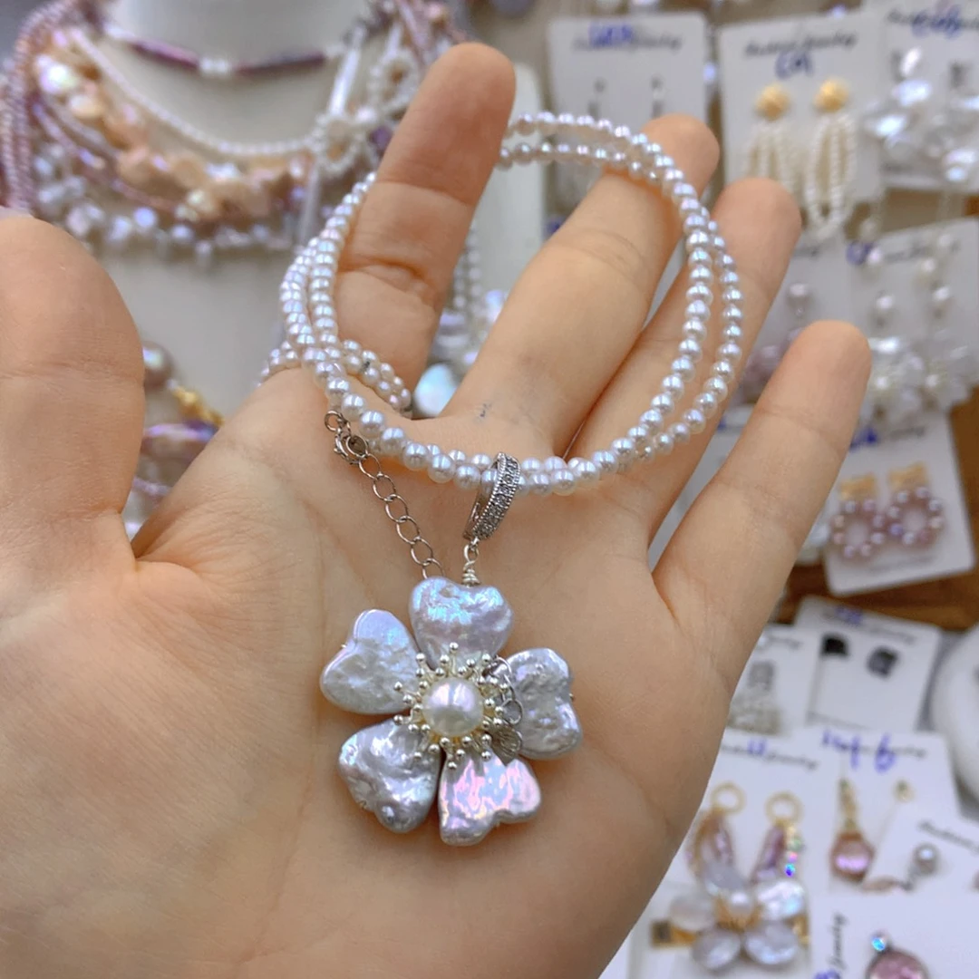 淡水珍珠耳饰银S925镶嵌