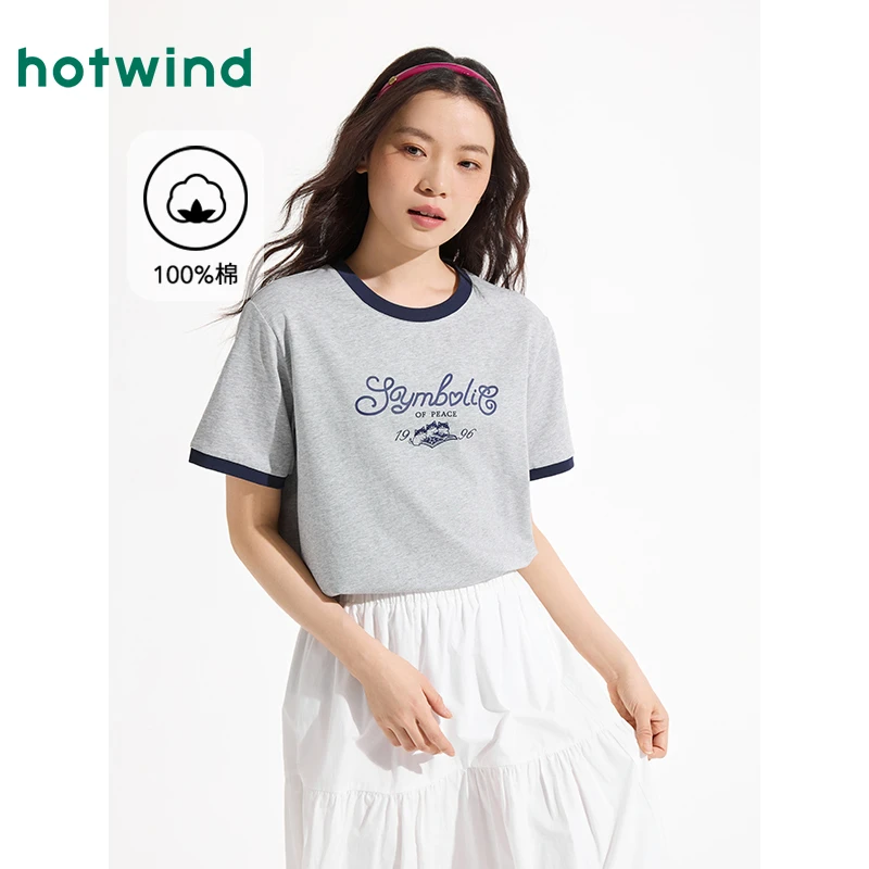 热风短袖T恤2025年夏季新款女士卡通动物印花短袖小众内搭上衣女