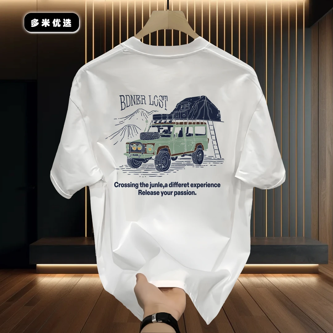 邦德妮男士夏季新款百搭痞帅美式港风短袖T恤上衣纯棉ins半袖圆领