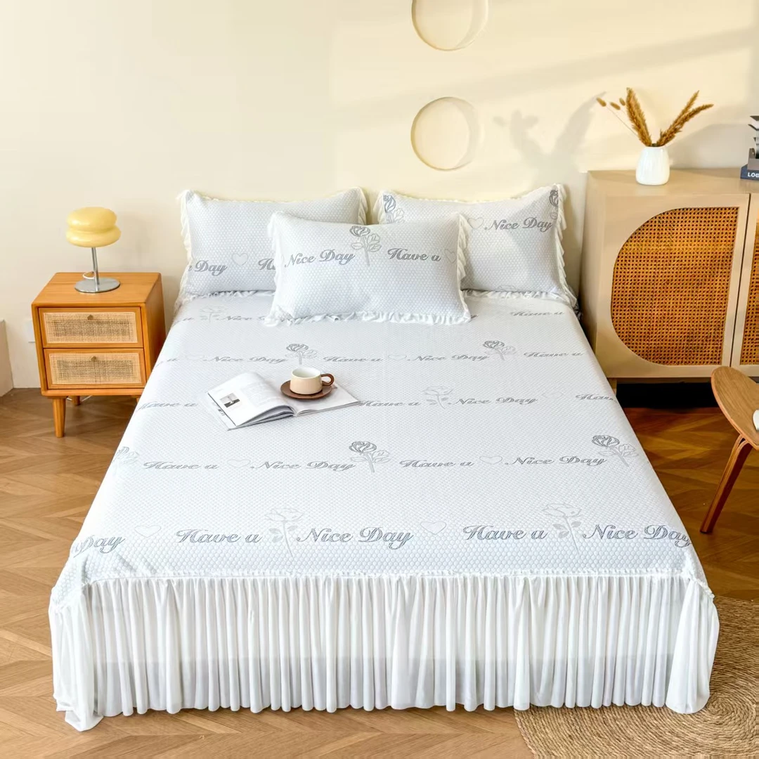 2025新款PE高分子冰豆豆床裙款凉席冰丝席三件套夏季凉感软席qy