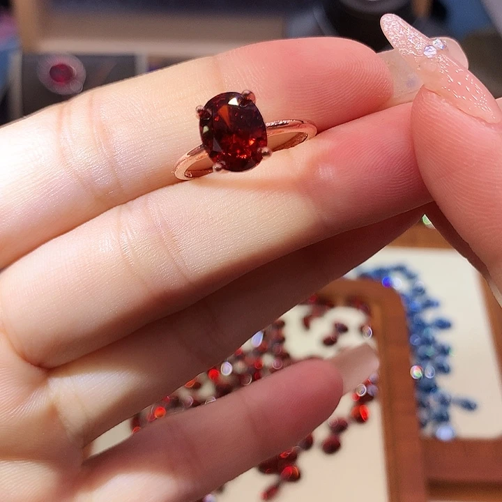 银S925镶嵌戒指石榴石