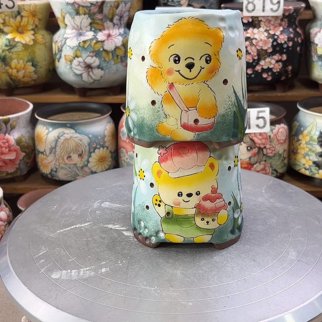 景德镇炫彩手绘口7.5高9.5