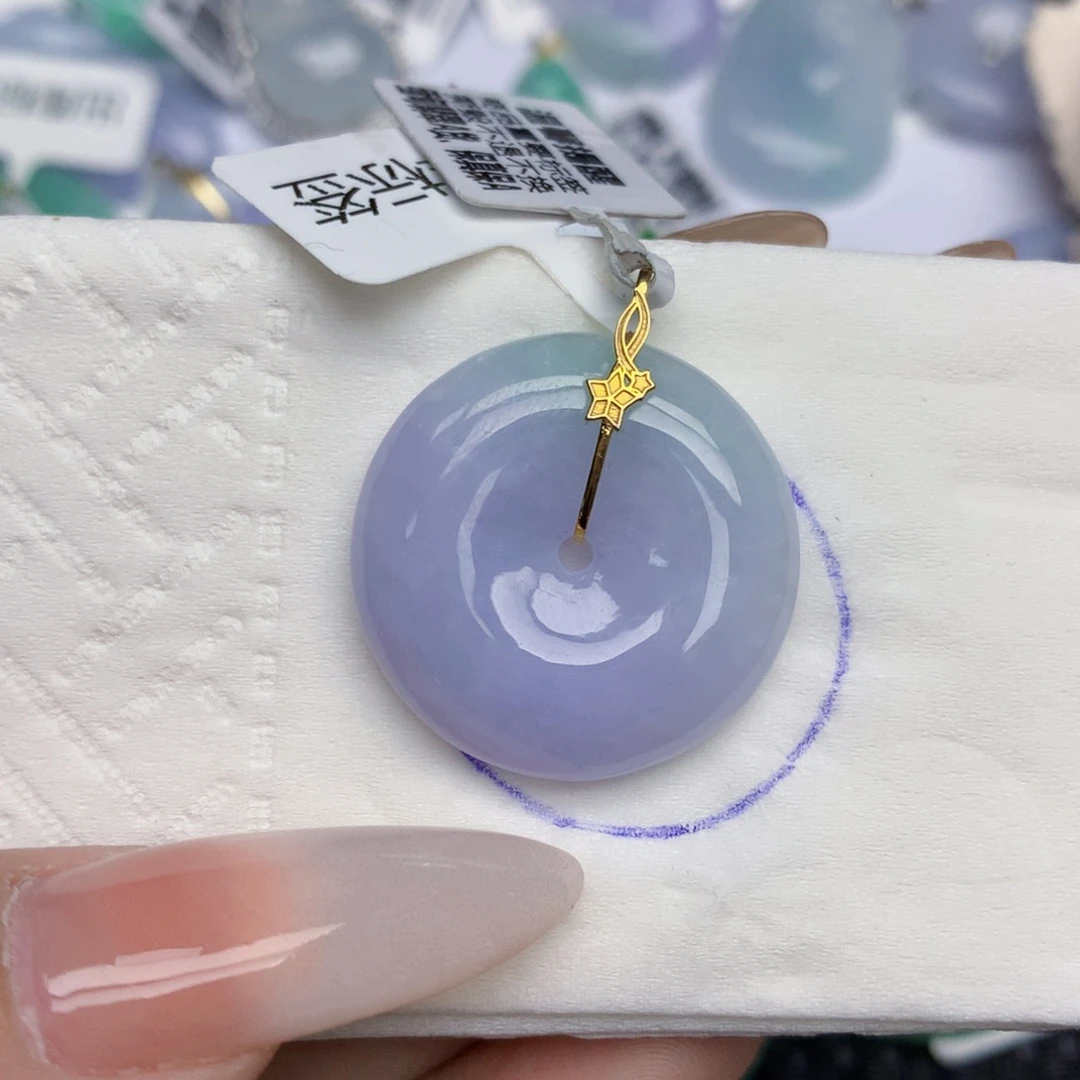 翡翠18K金镶嵌颈饰天然缅甸翡翠a货百元以上9元证书费自理