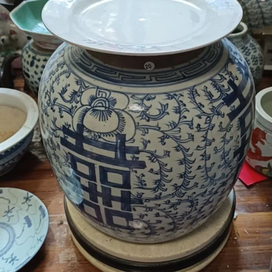 四***张摆件双双双喜临门罐罐摆件青花陶瓷摆件青花