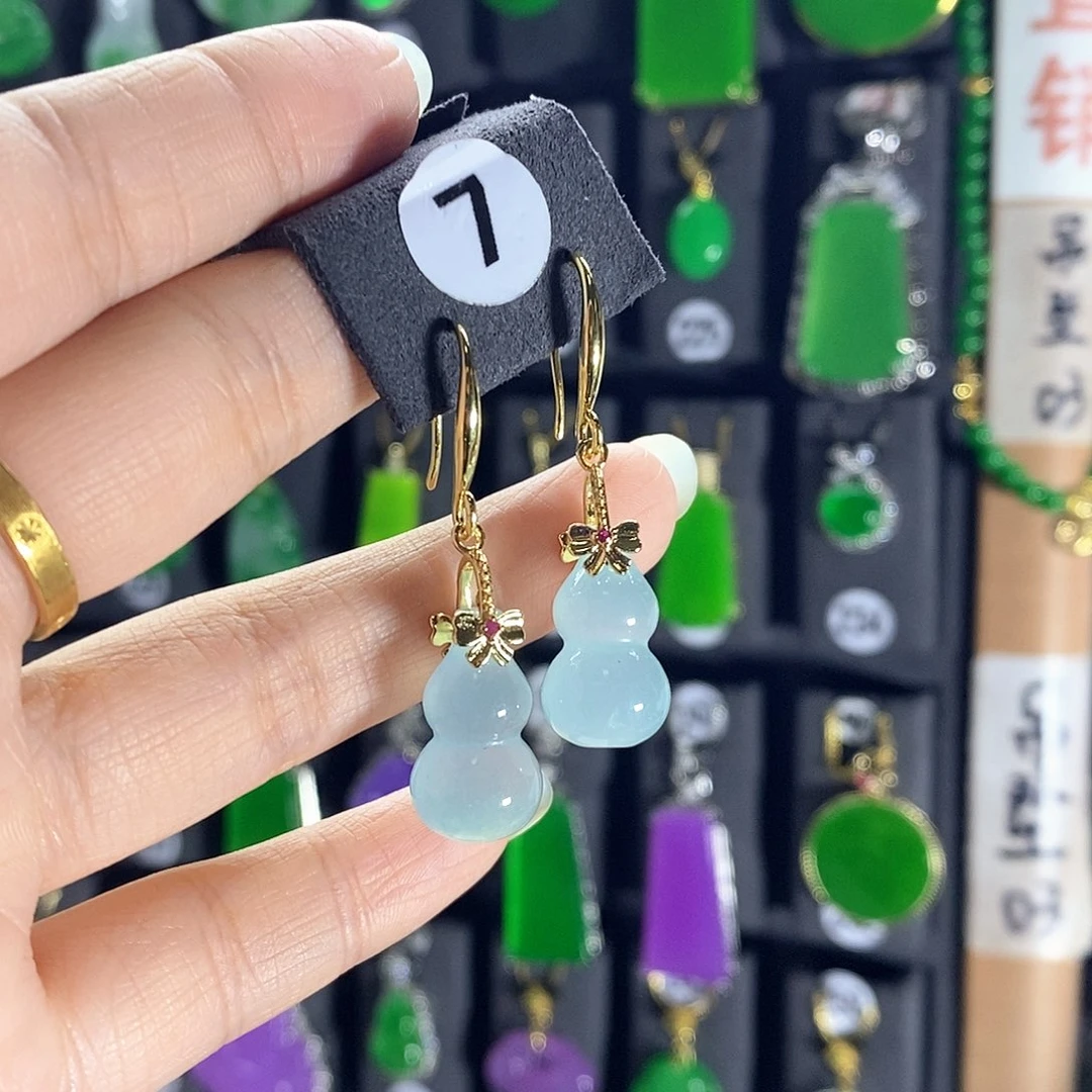 翡翠银S925镶嵌耳饰7