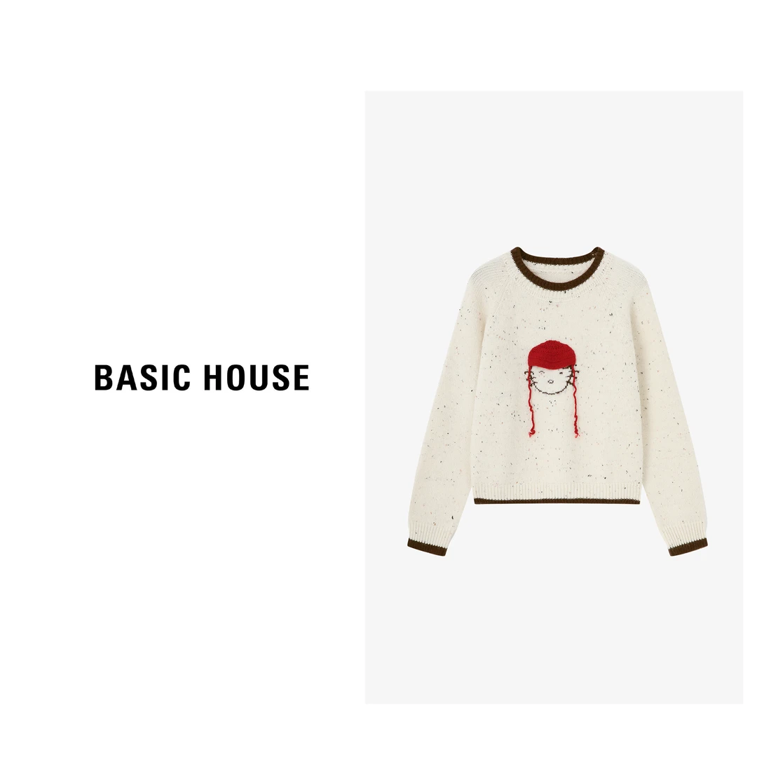 Basic House/百家好彩点插肩袖治愈童趣松弛感毛衣-B0625B5RNT2