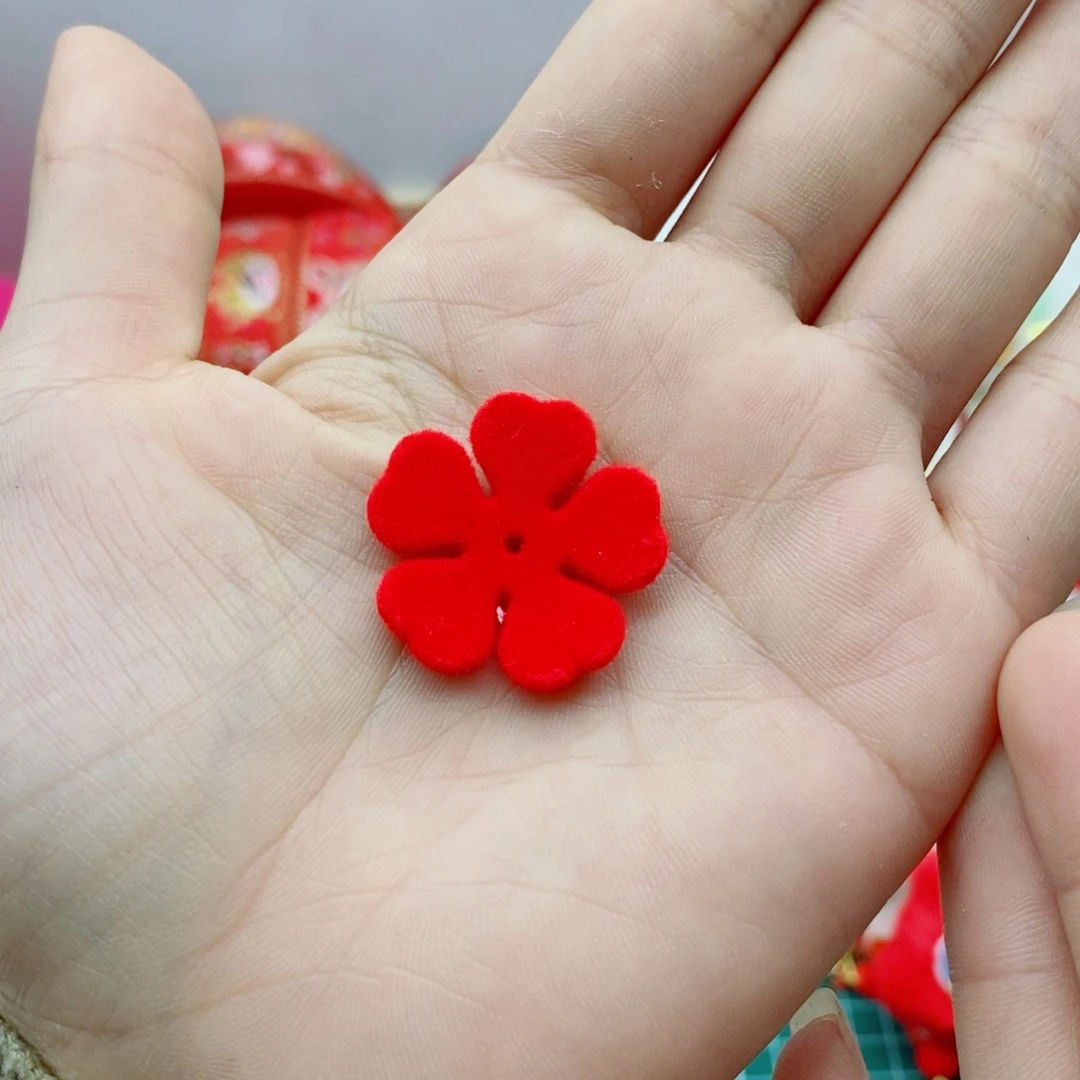 爱心植绒五瓣花红色50个