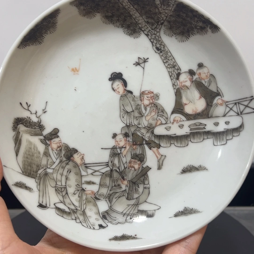 翠***我陶墨彩八仙人物盘全品