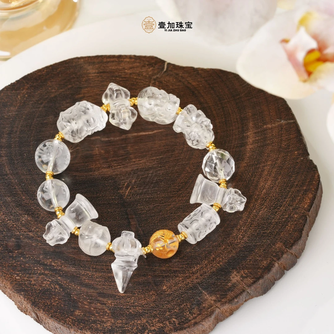 壹加师弟丨手工设计白水晶多宝手串多样性发一