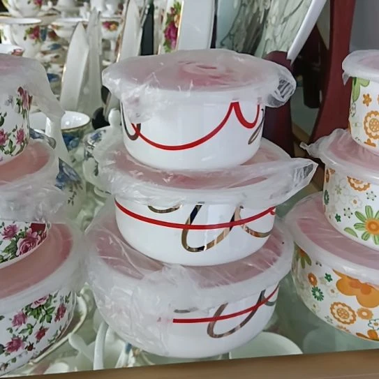 新疆西藏包邮鸿运骨质瓷三件套保鲜碗