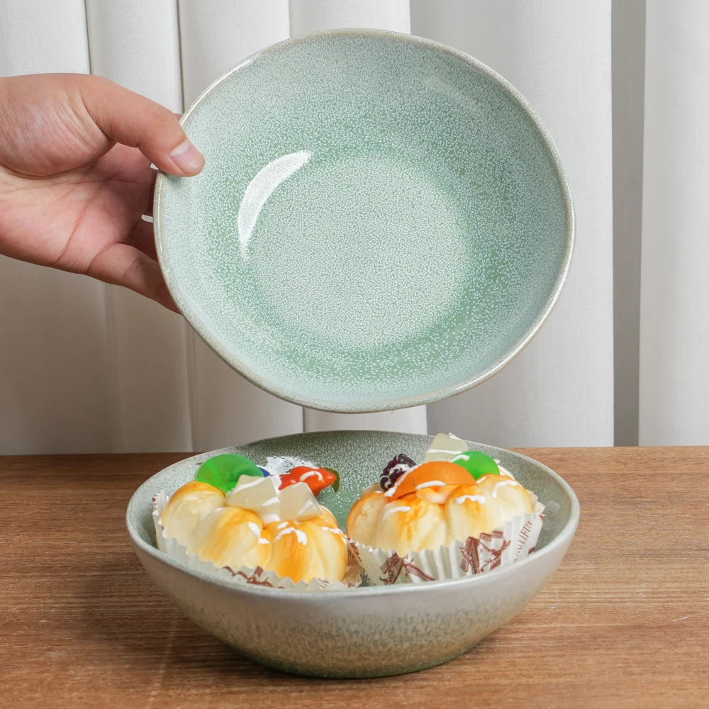 【瑕疵】菜碗釉下彩陶瓷碗窑变浅绿沙拉碗高颜值汤面碗家用C5B