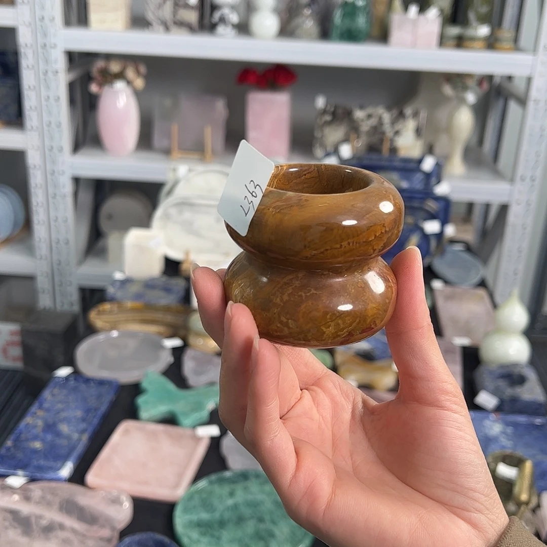 石材古青甜甜圈烛台。 363