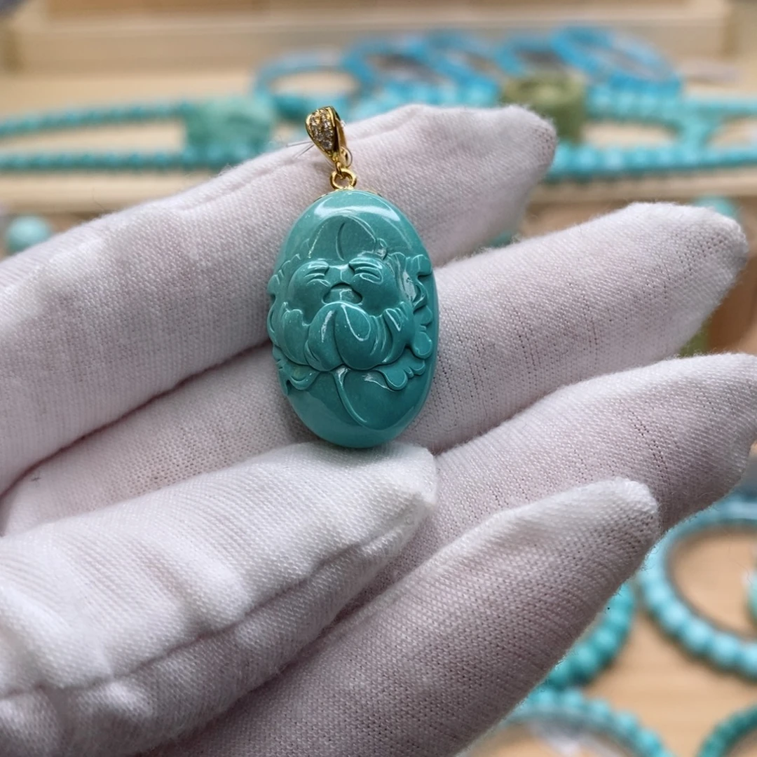 绿松石18K金镶嵌珠宝奇石