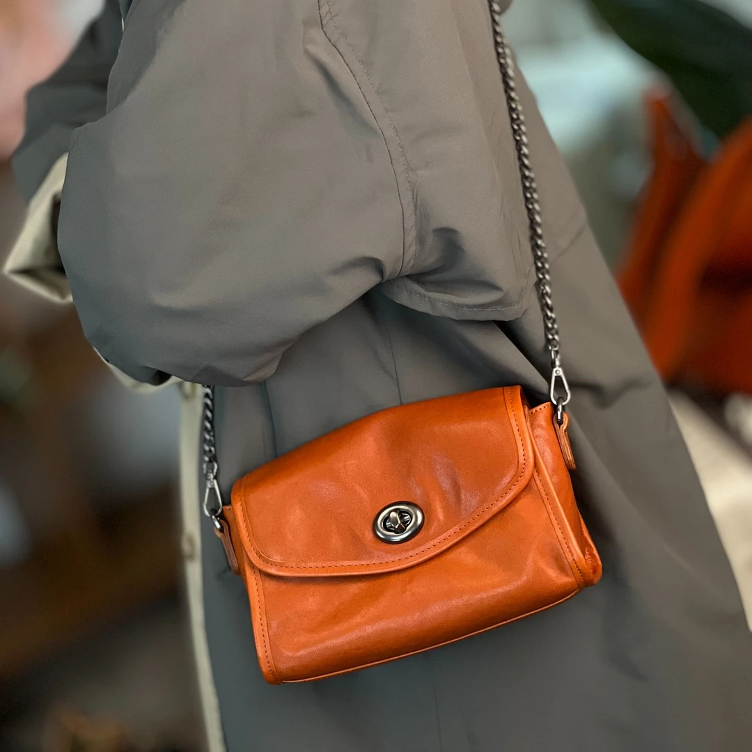 【隐山之遇-复古信封包】知女秋冬新款水晶植鞣牛皮复古文艺女包