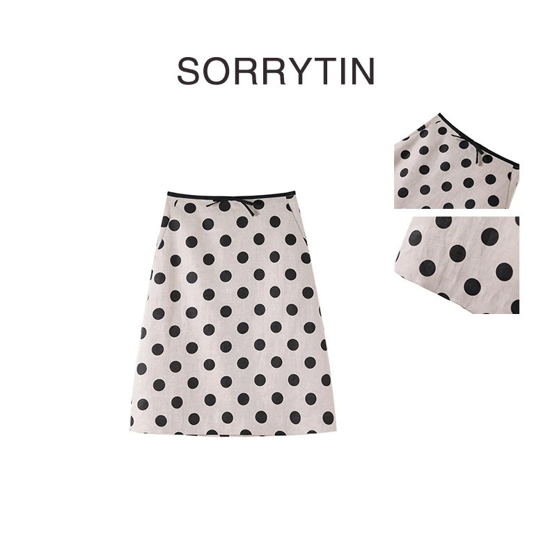 《点点的鱼》SORRYTIN  通勤轻奢两相宜 波点进口雨露麻半身裙