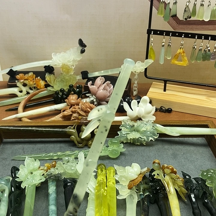 财***我未镶嵌蛇纹石玉发饰