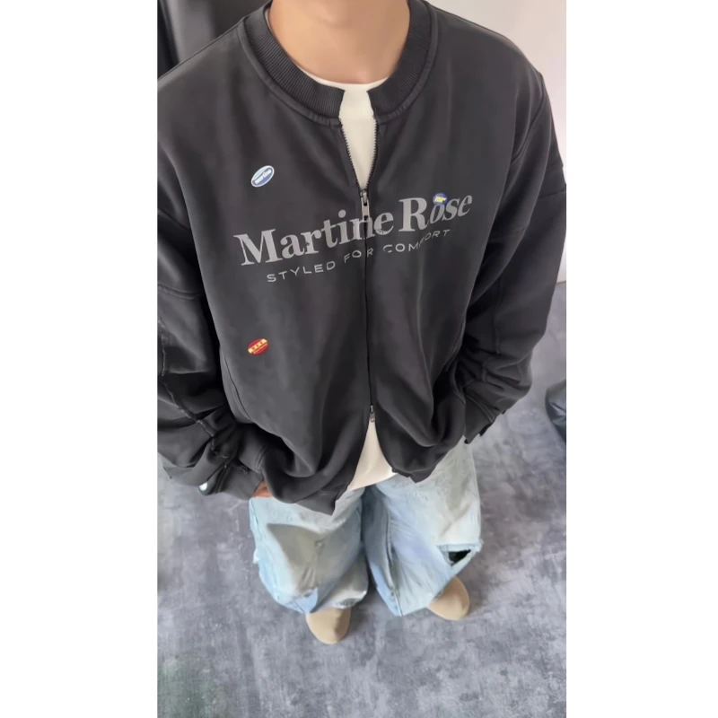 【MartineR】25ss小众双拉链头不规则450G外套男女秋季水洗剪裁外套