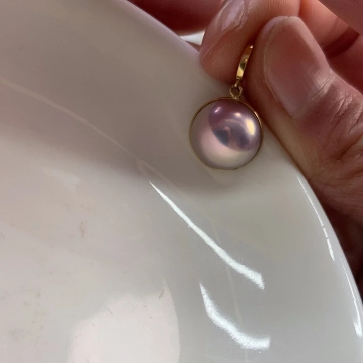 拼合珍珠（马贝珠）吊坠(不含链)18K金镶嵌