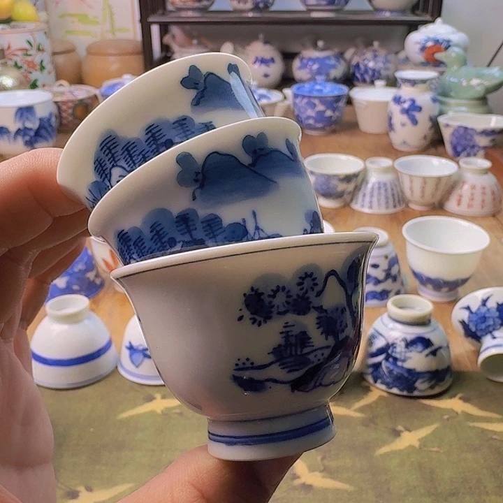 正*者青花瓷器杯子瓷器