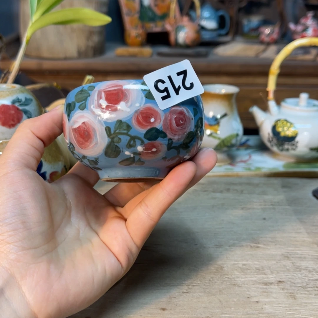 壶素浅陶瓷手工手绘