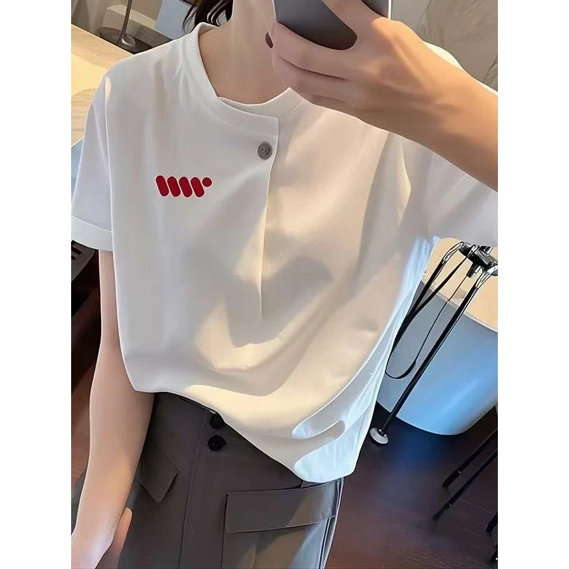 福利款·男女同款「刺绣·一粒扣」小众别致时尚设计感韩版宽松25030