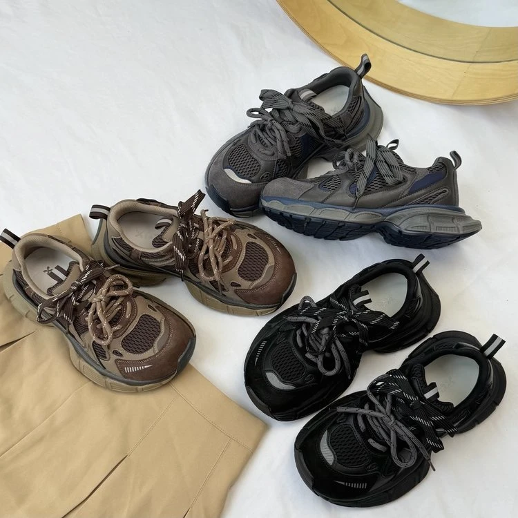 XGXC秋季新款小怪兽厚底增高真皮老爹鞋运动休闲女鞋XG3208