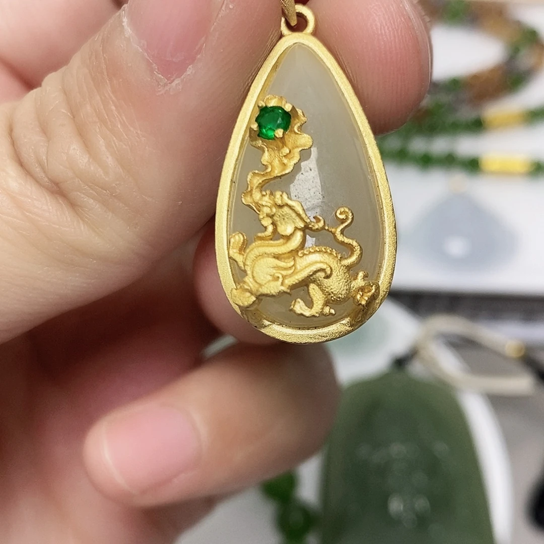 和田玉银S925镶嵌颈饰