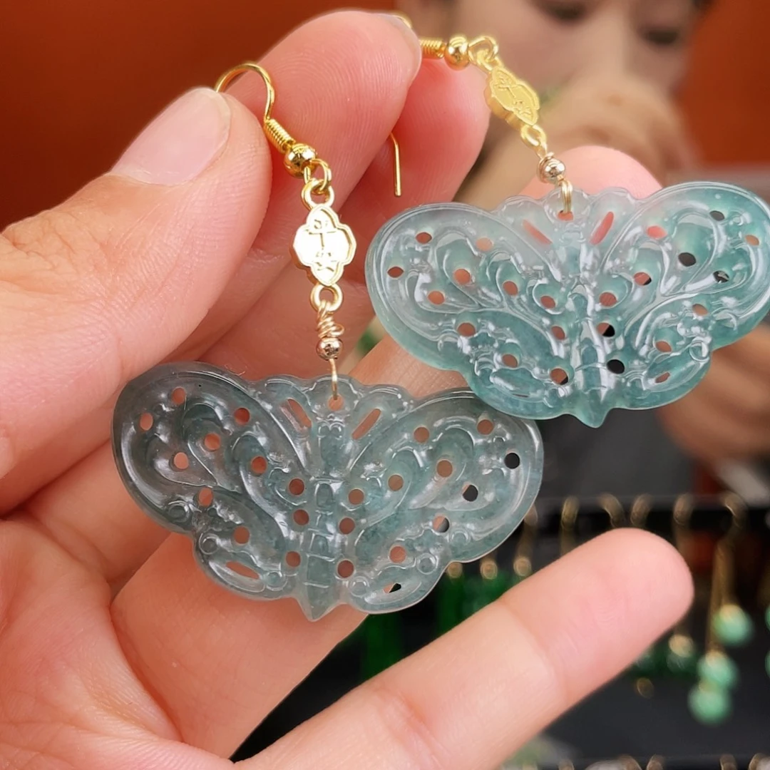 翡翠未镶嵌耳饰饰品