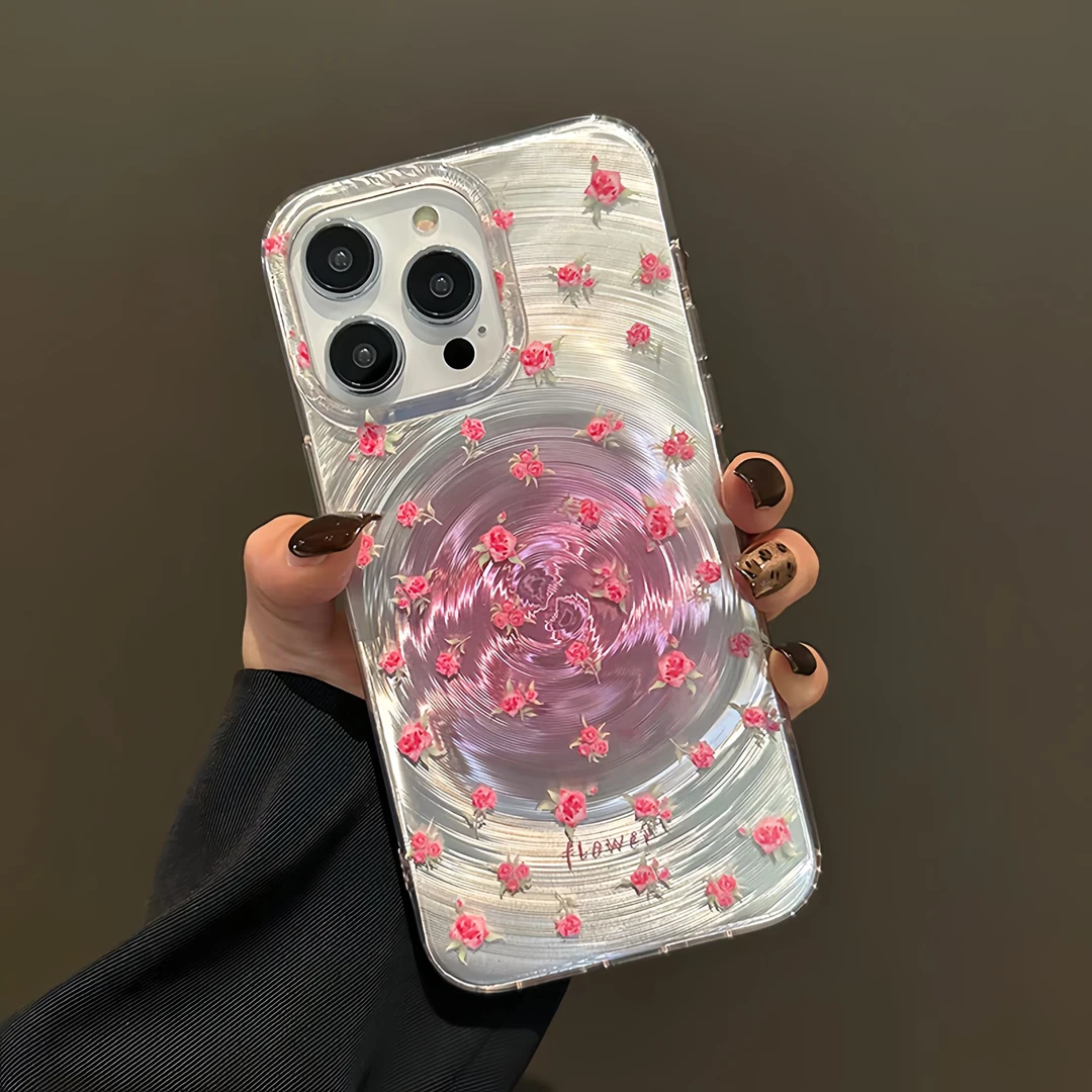 旋涡晕染渐变彩玫瑰适用苹果16promax手机壳iPhone15/14/13/12/11