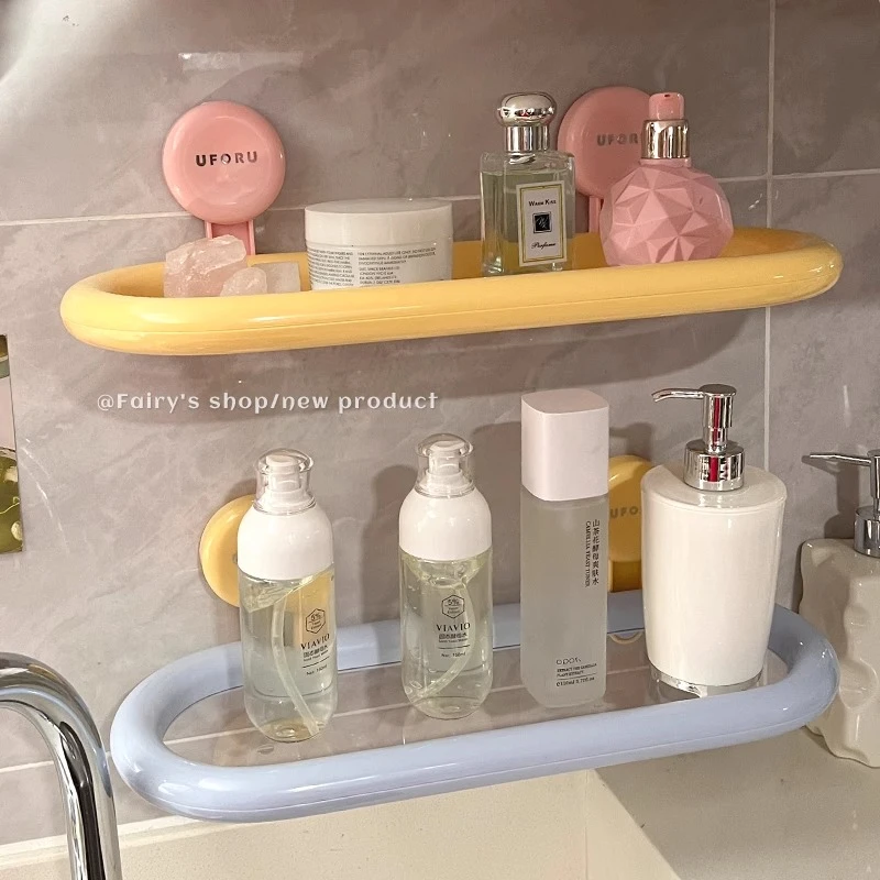 免打孔置物架卫生间厕所家用浴室壁挂吸盘式墙上洗漱台挂架收纳架