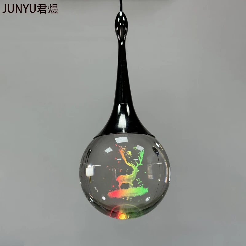 卧室床头小吊灯月球灯高级感氛围法式意式吧台吊线灯彩色水晶吊灯