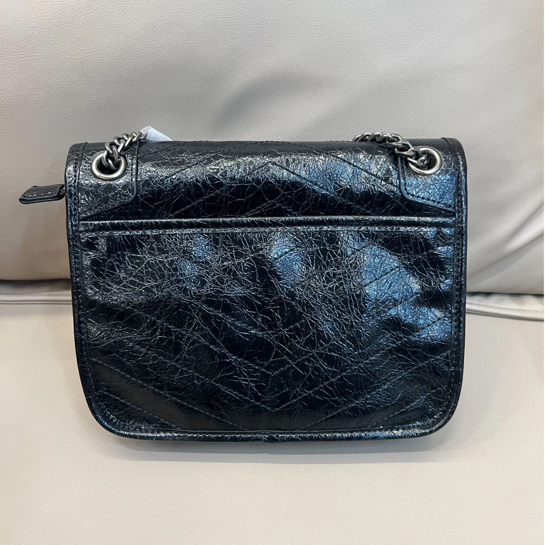 A043轻奢真皮时尚百搭经典气质单肩斜挎包黑色中号