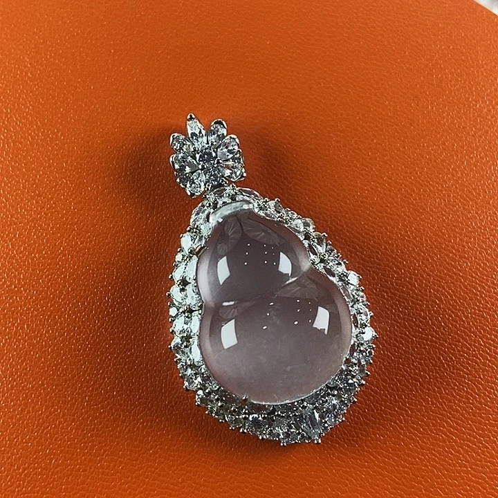 石英质玉银S925镀金镶嵌颈饰