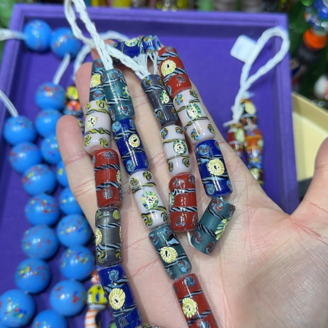 琉璃非金属10mm西亚彩绘狮子脸琉璃珠