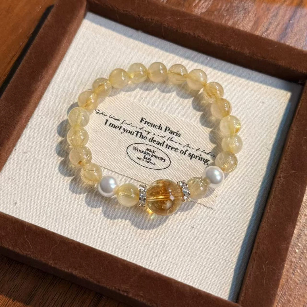 金发晶黄塔晶水晶手串手链 颜色微差多样性发其一DD412