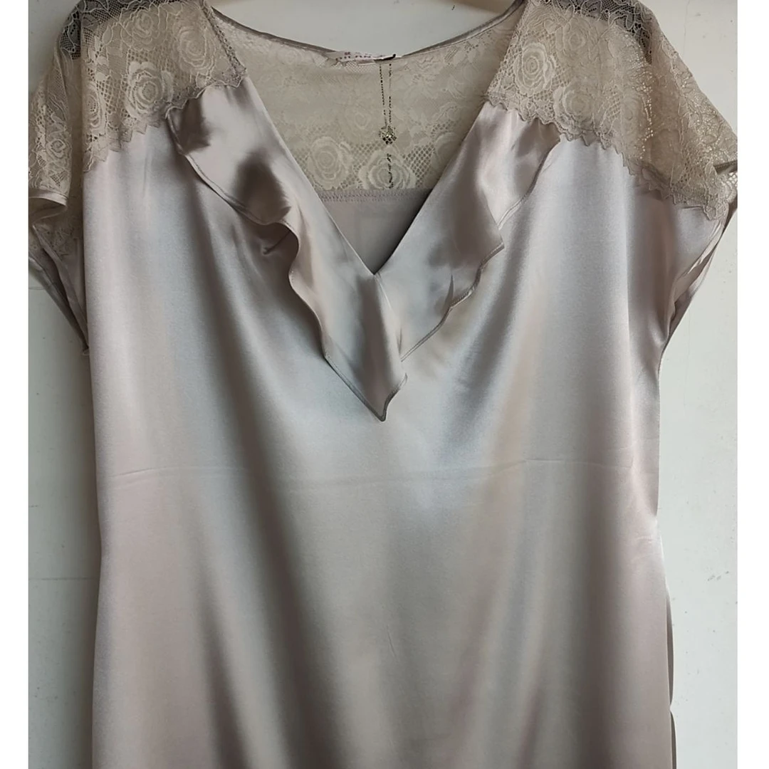 真丝花边连衣裙D-6047