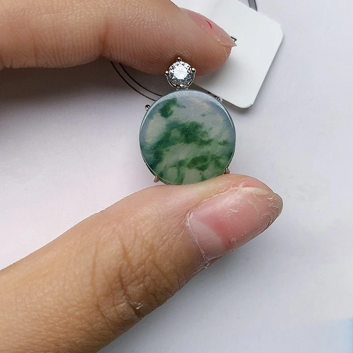 颈饰银S925镶嵌翡翠天然翡翠