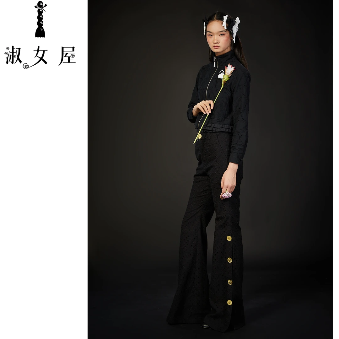 淑女屋官方旗舰店白天鹅与黑天鹅罗斯巴特天鹅。喇叭裤纯棉气质