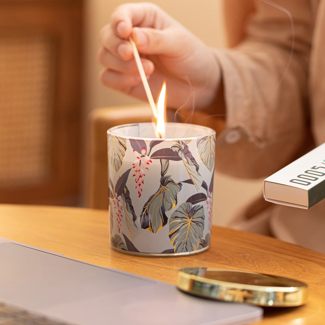 水果系列芒果菠萝佛手柑蜡烛进口大豆蜡高硼硅玻璃蜡烛香薰