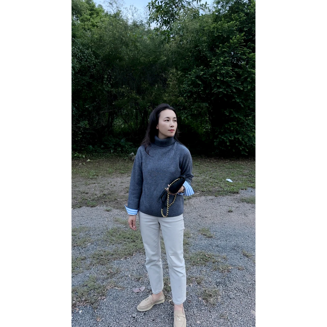 半高领宽松常规百搭拼接袖口极简风针织衫MA5SYDZ0998