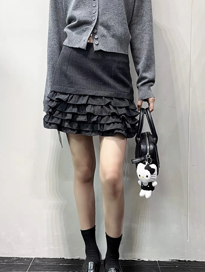 泡菜木耳边多层蛋糕半身裙