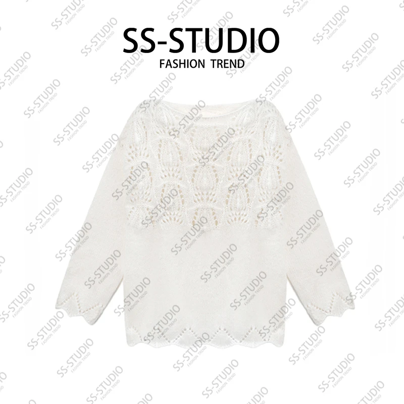 【白玉璇玑】诗诗·加厚气质宽松镂空毛衣SS-000002G