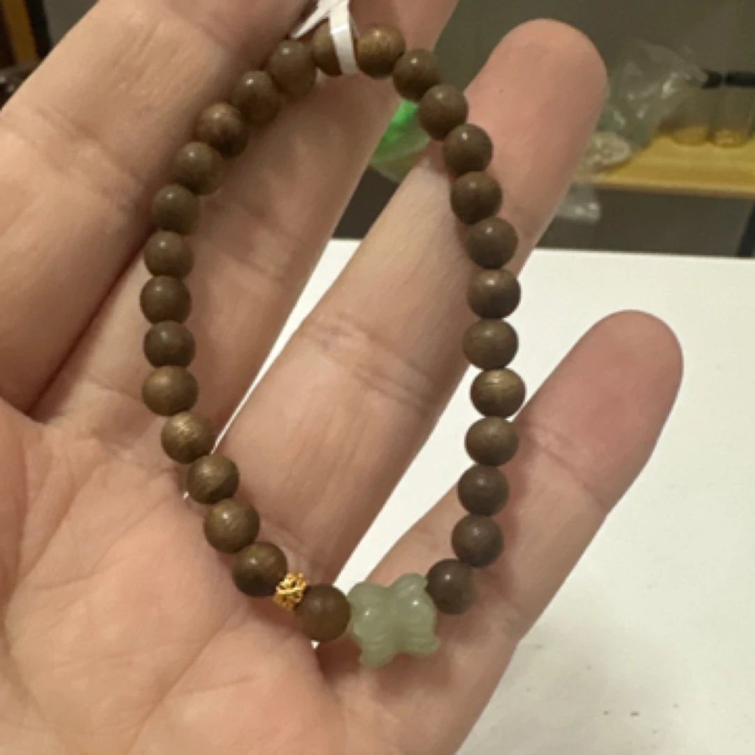 檀香木沉沉6mm搭配和田玉手串A209